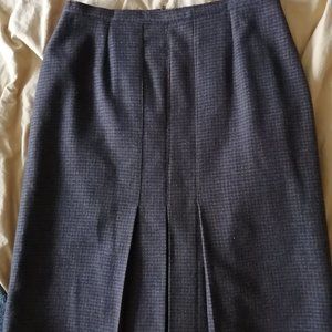 Houndstooth muted brown kick pleat wool skirt